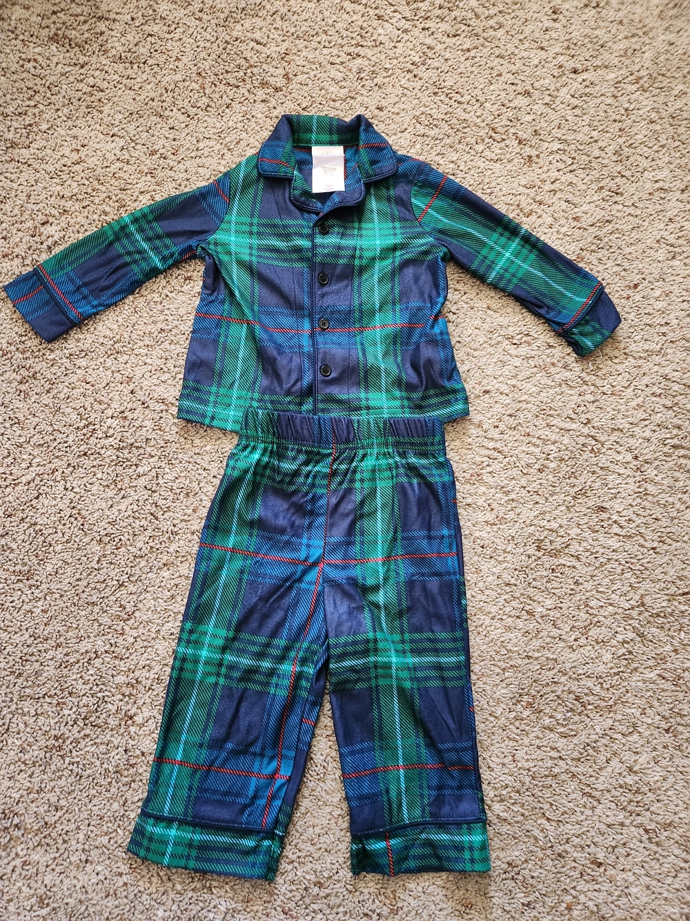 Wondershop Green and Navy Plaid Kids Pajama Set For Boys Size 12M